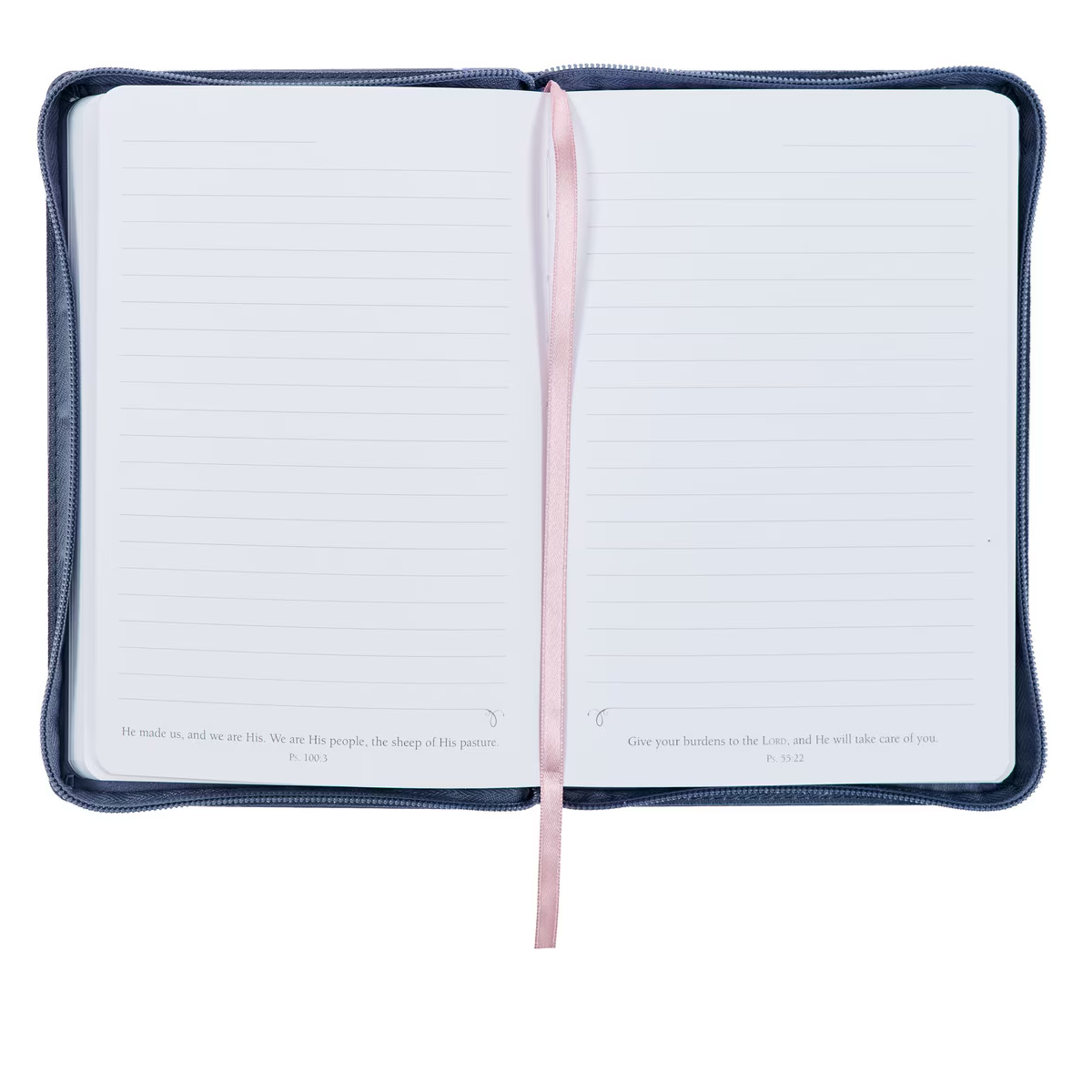 Be Still and Know Midnight Blue Floral Faux Leather Classic Journal with Zipper Closure - Psalm 46:10