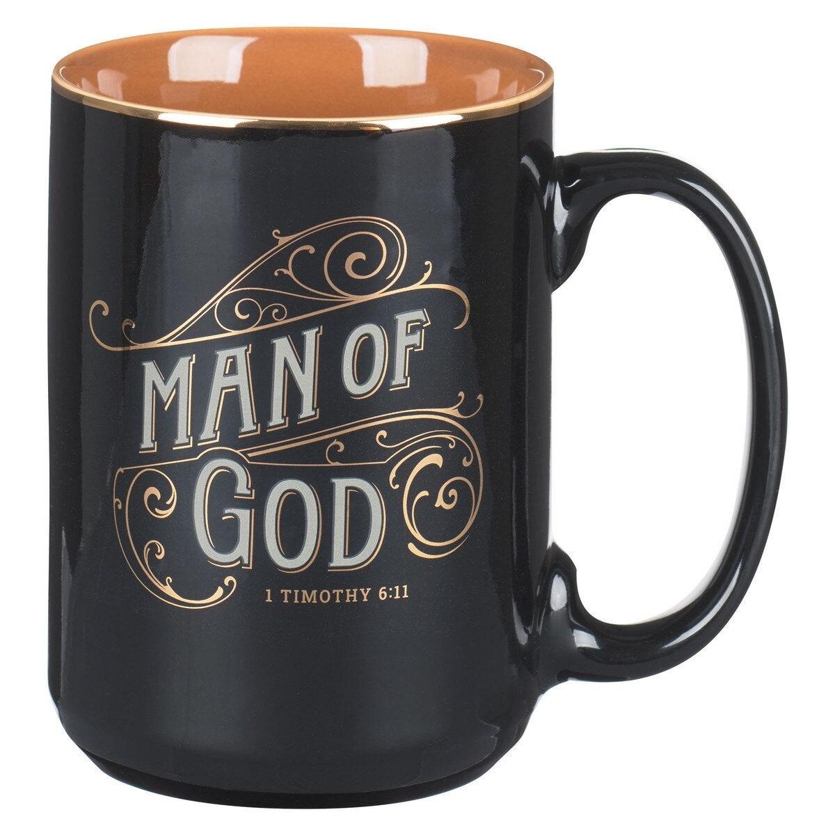 Man of God Black Ceramic Coffee Mug - 1 Timothy 6:11