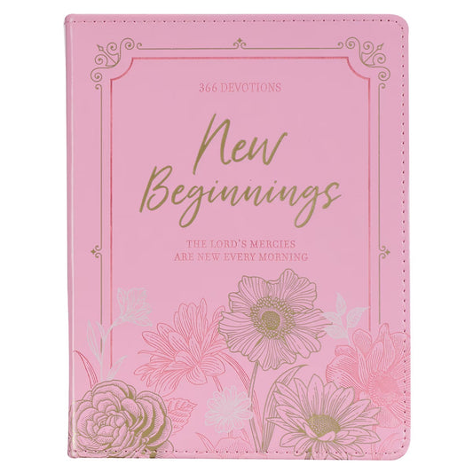 New Beginnings Pink Floral Faux Leather Devotional