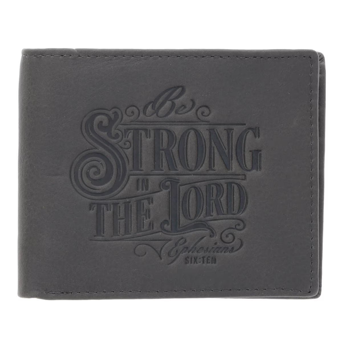 Be Strong in the Lord Charcoal-Brown Genuine Leather Wallet - Ephesians 6:10