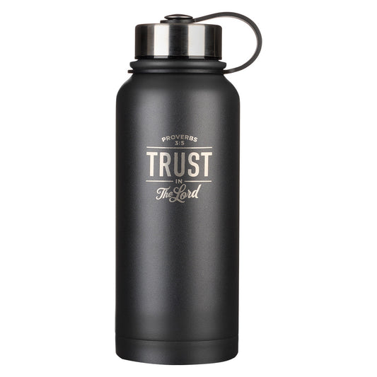 Trust in the Lord Black Stainless Steel Water Bottle - Proverbs 3:5