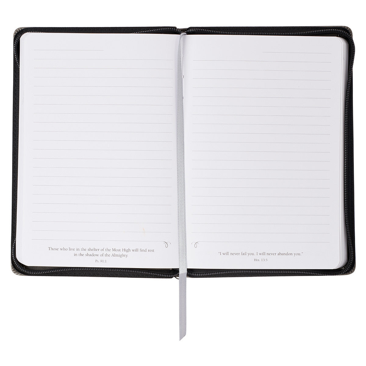 All things through Christ Gray Faux Leather Classic Journal with Zipper Closure - Philippians 4:13